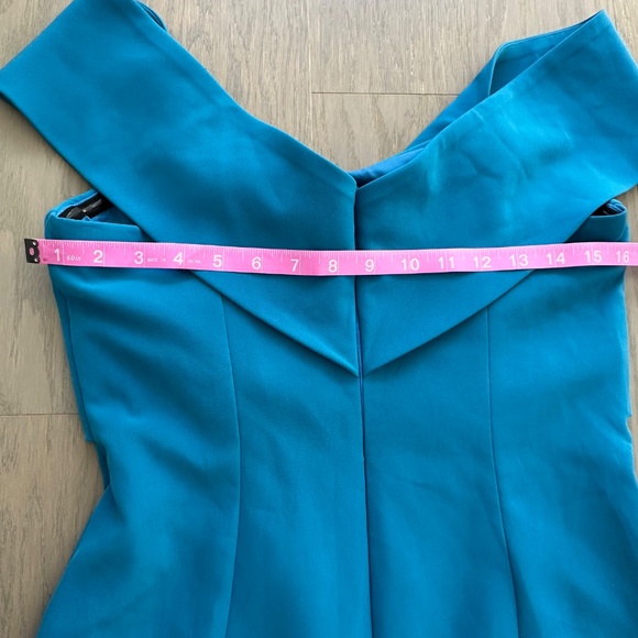 Sachin + Babi Bacall Ocean Blue Gown Off The Shoulder Maxi Dress Evening Size 6 - Picture 12 of 15